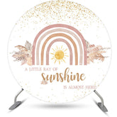 Lofaris Rainbow Sun Leaves Gold Round Baby Shower Backdrop